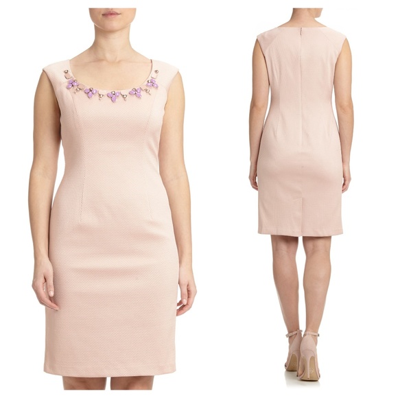 Adrianna Papell Dresses & Skirts - ADRIANNA PAPELL Bead Neck Dress Parchment Pink S3